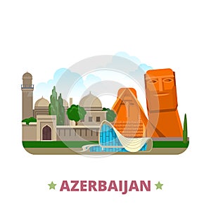 Azerbaijan country design template Flat cartoon st