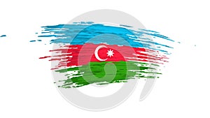 Azerbaijan flag animation. Brush painted azerbaijani flag on a white background. Brush strokes. Azerbaijan patriotic template,