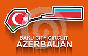 Azerbaijan grand prix race track for Formula 1 or F1. Detailed racetrack or national circuit