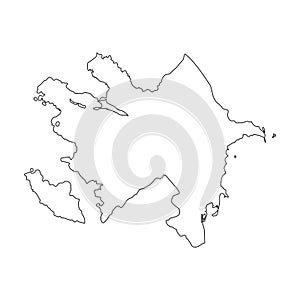 Azerbaijan linear map on a white background. Vector illustration