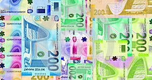 Azerbaijan manat banknotes abstract color mosaic pattern