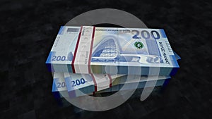 Azerbaijan Manat money banknote pile packs animation