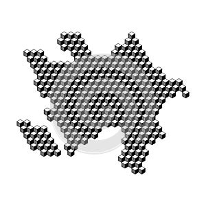Azerbaijan map from 3D black cubes isometric abstract concept, square pattern, angular geometric shape. Vector illustration