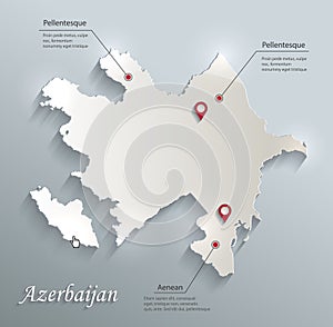 Azerbaijan map blue white card paper 3D