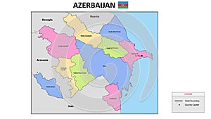 Azerbaijan Map. State and district map of Azerbaijan. Political map of Azerbaijan with neighbouring countries and borders