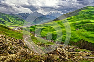 Azerbaijan mountains with snow