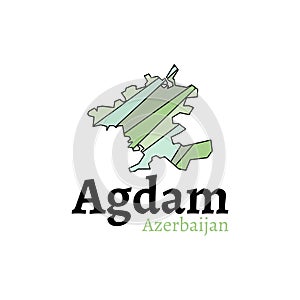 Azerbaijan Political Map with capital Agdam, Azerbaijan city Agdam. Map vector illustration