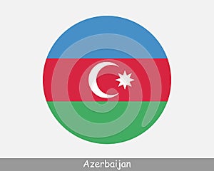 Azerbaijan Round Circle Flag. Azerbaijani Azeri Circular Button Banner Icon. EPS Vector