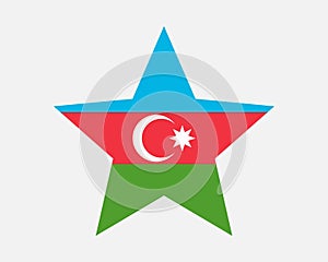 Azerbaijan Star Flag. Azerbaijani Star Shape Flag. Azeri Country National Banner Icon Symbol Vector