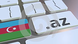 Azerbaijani domain .az and flag of Azerbaijan on the buttons on the computer keyboard. National internet related 3D