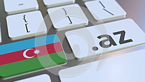 Azerbaijani domain .az and flag of Azerbaijan on the buttons on the computer keyboard. National internet related 3D