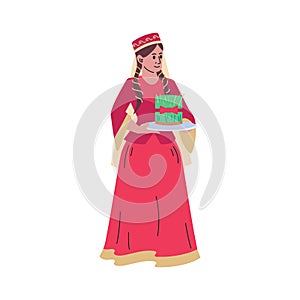 Azerbaijani woman holding semeni vector illustration