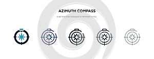 Azimuth compass icon in different style vector illustration. two colored and black azimuth compass vector icons designed in filled