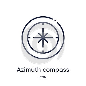 Azimuth compass icon from nautical outline collection. Thin line azimuth compass icon isolated on white background
