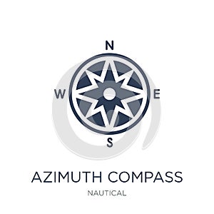 Azimuth compass icon. Trendy flat vector Azimuth compass icon on photo