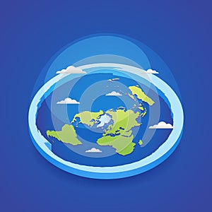 Azimuthal projection flat land 3d icon