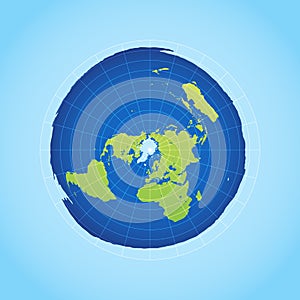 Azimuthal projection flat land on light background