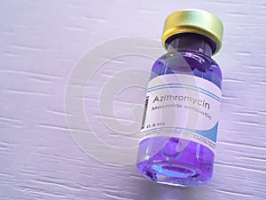 Azithromycin antibiotic in bottle