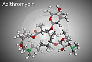 Azithromycin molecule. It is macrolide antibiotic. Ð¡ombination of azithromycin and antimalarial drug hydroxychloroquine is used