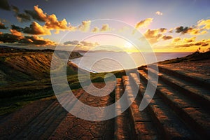 Azkorri beach at sunset