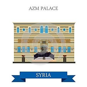 Azm Palace Damascus Syria vector flat attraction travel