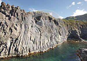 Azores basalt coastline in Sao Jorge. Faja do Ouvidor. Portugal photo