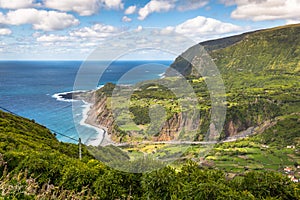 Azores coastline landscape in Faja Grande, Flores island. Portugal. photo