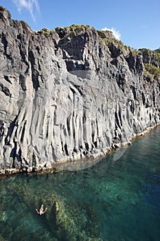 Azores natural pool in Sao Jorge. Faja do Ouvidor. Portugal photo