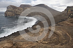 Azores volcanic coastline landscape in Faial island. Ponta dos C