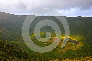 Azores Volcanic Landscape, Caldera Rim, Faial Island, Volcano Crater photo