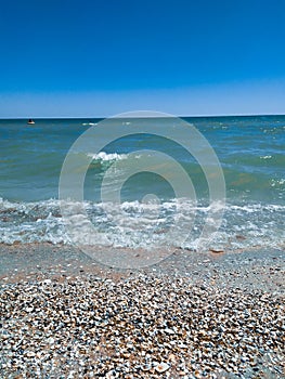 Azow sea beach with shells