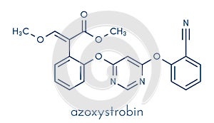 Azoxystrobin fungicide molecule. Skeletal formula photo