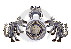 Aztec arms with feathery coyote