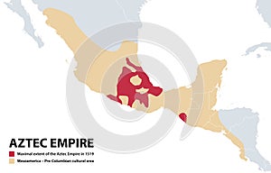 The Aztec Empire, map of the Triple Alliance and maximal extent in 1519 photo