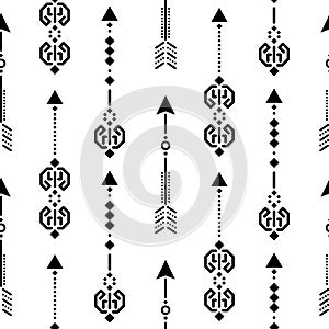 Aztec ethnic arrow ornament seamless vector pattern.