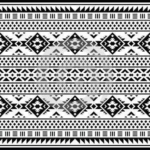 Aztec geometric seamless ethnic pattern. Folk monochrome style. Template print for textile and decorative.