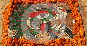 Aztec God Quetzalcoatl made of seeds in tepoztlan, morelos,   II