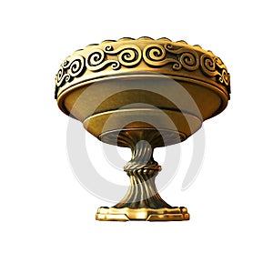 Aztec Gold bowl antiques or jewelry 3d illustration