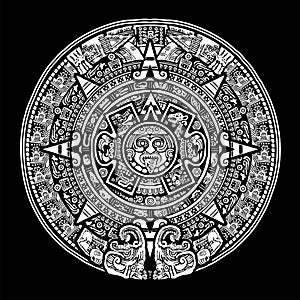 Aztec Mayan sun and calendar design