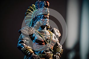 Aztec or mayan warrior bronze statue