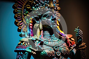 Aztec or mayan warrior bronze statue