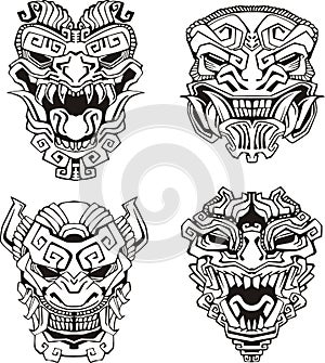 Aztec monster totem masks photo