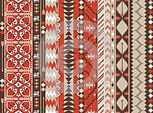 Aztec seamless pattern on hot color with arrow