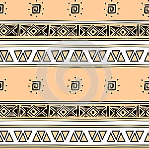 Aztec seamless pattern with pastel colors tribal hand drawn multicolor background. Ethnic drawing symbol vector illustration for