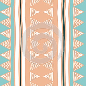 Aztec seamless pattern with trendy tribal hand drawn multicolor background. Ethnic drawing symbol vector illustration for fashion