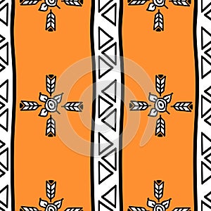 Aztec seamless pattern with unique tribal hand drawn multicolor background. Ethnic drawing symbol vector illustration for fashion