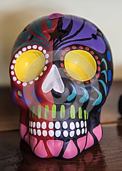 Aztec skulls Mexican Day of the Dead colorful