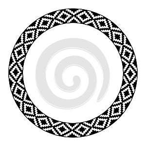 Aztec snake skin pattern, circle frame with serpent skin motive