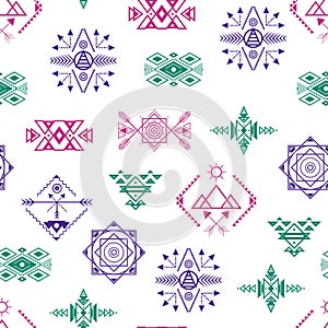 Aztec Style Ornament Seamless Pattern Background . Vector