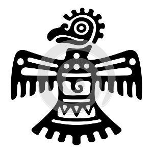 Roadrunner symbol of ancient Mexico, Aztec motif, showing a chaparral bird